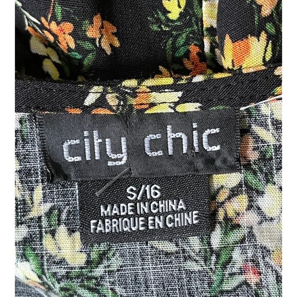 City Chic Romper Sorrento floral playsuit black floral size S 16 - Picture 8 of 9